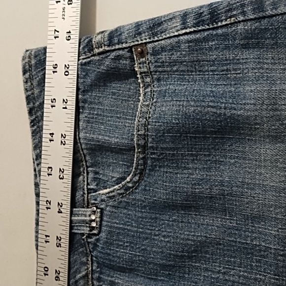 Vintage Y2K Stretch Denim Button Front Back Slit Skirt with a Touch of Bling 7/8 - Picture 6 of 10